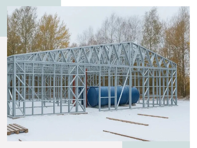 Металлические ангары в прохладном